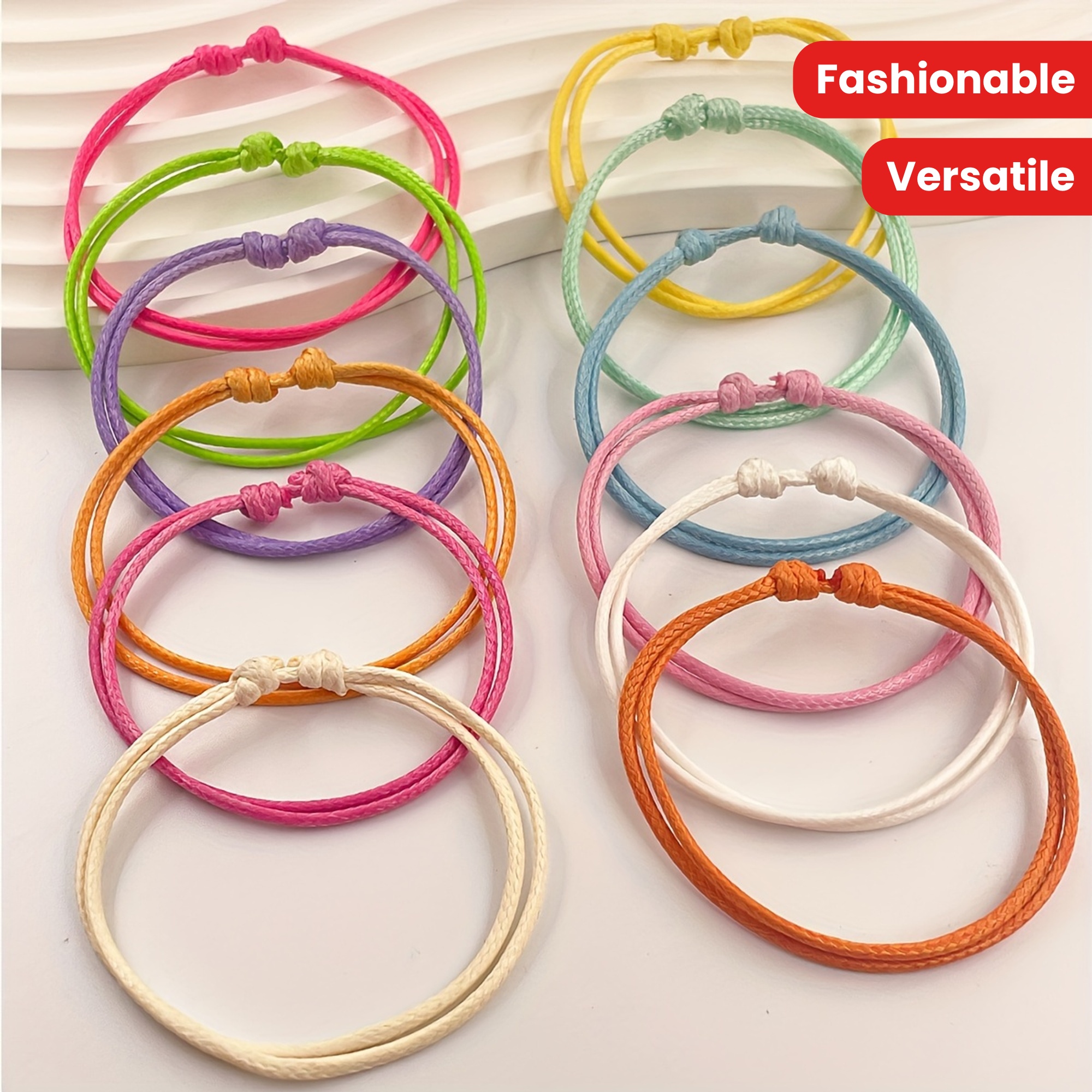 12 Pcs Wax Cord Bracelets for Women Casual and Formal Occasions